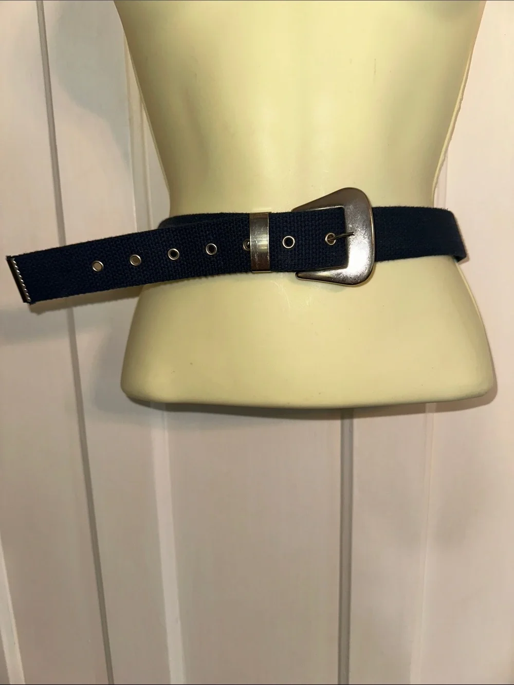 Navy Women’s Canvas Belt with Silver Buckle